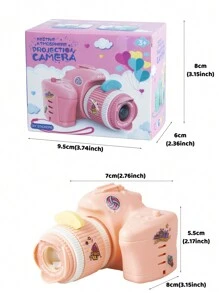1對diy迷你塑料相機投影機閃光夜燈,附3張卡片和貼紙,兒童玩具生日派對禮物男女孩禮品袋物品回贈,完美的聖誕生日禮物兒童房裝飾（某些部件隨機發送） - 粉色 - 查看 2