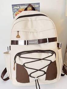 女士經典時尚背包,具有大容量和多種功能,適用於學校、學院、度假和旅行 - 白色 - 查看 2