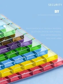 1pack/50pcs Square Mosaic Stickers For Diy Crafts, Colorful Asymmetric Shaped Mosaic Tiles As Material - Cadet Blue - View 6