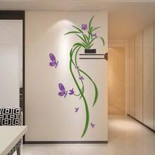 1個3d水晶亞克力鏡面牆貼沙發電視牆藝術裝飾門口3d花卉牆裝飾49.7英寸*23.6英寸 - 綠色 - 查看 1