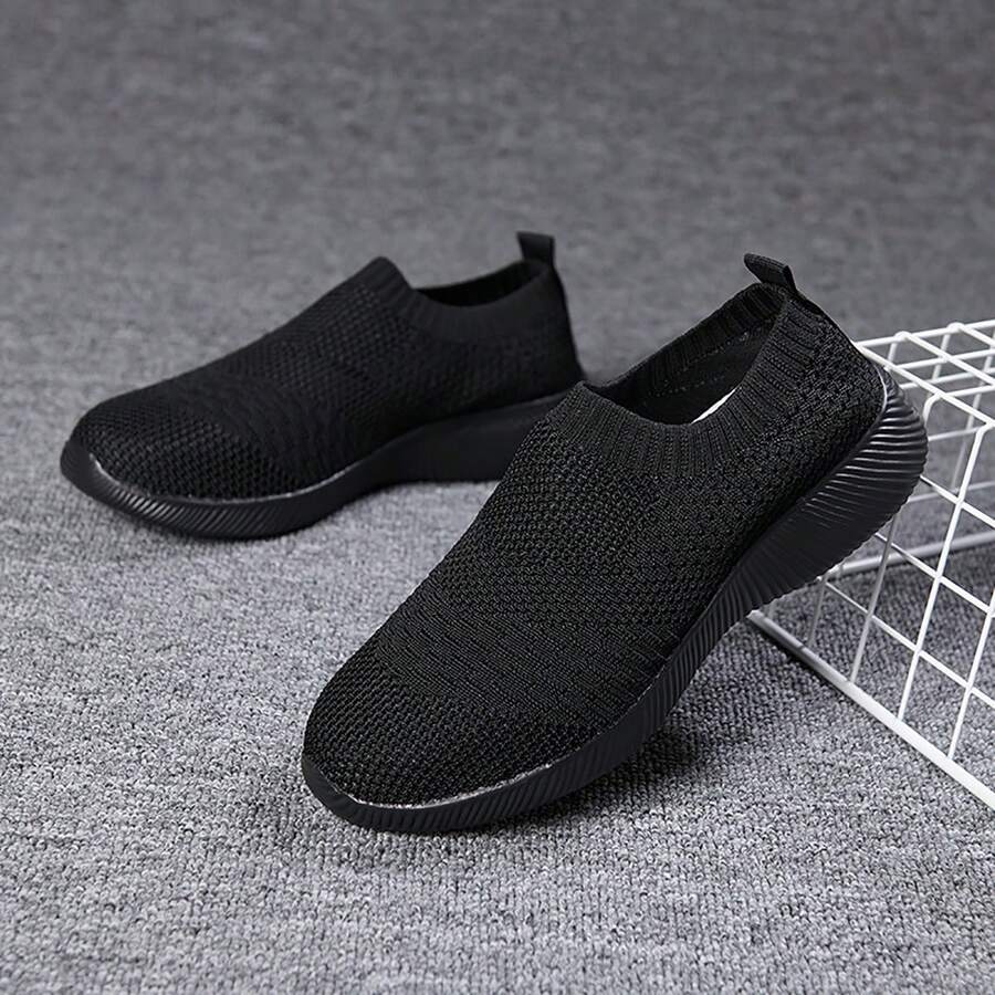 Women's Sport Shoes, Lightweight Breathable Running Shoes, Student Casual Sneakers, Anti-Slip, Ideal For Spring And Summer Travel - Black - View 1