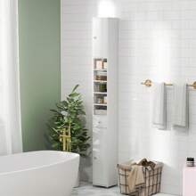 Mueble de baño estrecho, mueble alto con cajón, puertas y estantes, mueble de baño, mueble de almacenamiento para baño, cocina y salón, blanco, 20 x 20 x 180 cm - Blanco - Ver 3
