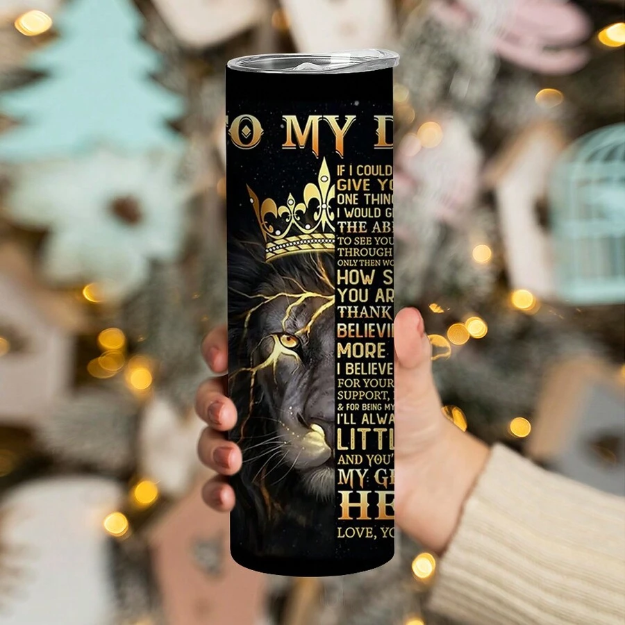 1入組,20盎司獅子不銹鋼咖啡杯,'給我爸爸'信杯,兒子送給父親的最佳禮物,有趣又酷的生日禮物,新年禮物 - 父親 - 查看 1