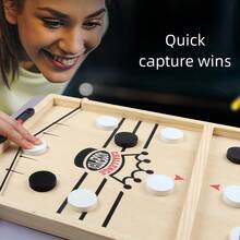 1pc Universal Wooden Training Reaction Ability Puck Game, Enhance Relationship Board Game, Suitable For Family Gathering, Parent-Child Exercise, Company Team Building And Other Scenarios Tabletop Game - Multicolor - View 3