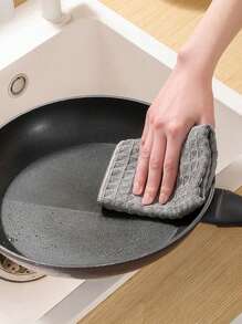 Waffle Cleaning Cloth For Cafe, Bar, Pineapple Pattern Dishcloth For Home Use, Highly Absorbent Glass Cleaning Rag - Grey - View 9