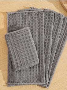 Waffle Cleaning Cloth For Cafe, Bar, Pineapple Pattern Dishcloth For Home Use, Highly Absorbent Glass Cleaning Rag - Grey - View 7