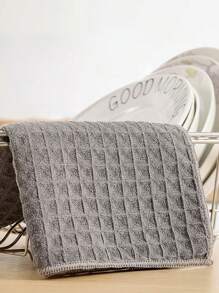 Waffle Cleaning Cloth For Cafe, Bar, Pineapple Pattern Dishcloth For Home Use, Highly Absorbent Glass Cleaning Rag - Grey - View 8