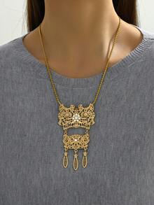 1pc Korean Style Fashionable Hollow Out Rhinestone Inlay Double Use Clothing Accessory Brooch For Women - Yellow Gold - View 3