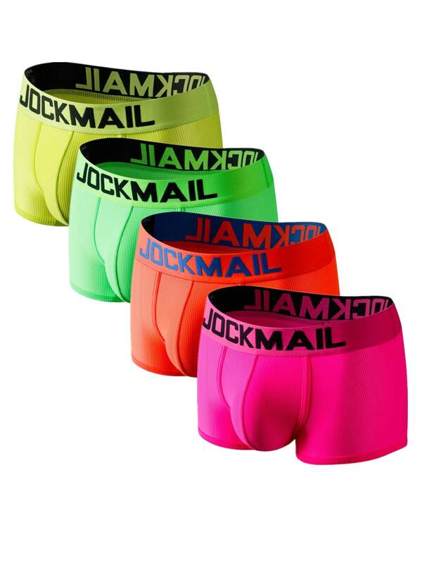 JOCKMAIL 4pcs Jockmail Men's Mesh Breathable Quick Dry Silk Boxer Briefs, Christmas