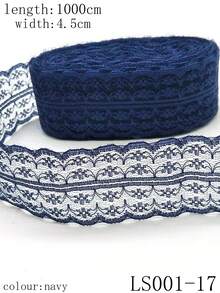 Ls001新品,彩色透明無彈力花邊,適用於diy服飾配件、內衣、沙發、窗簾裝飾/長度：1000公分/寬度：4.5公分 - 藏青 - 查看 2