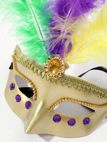 1入組通用狂歡節化妝舞會面具,用於服裝裝飾 - 金色 - 查看 2