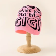 1頂y2k風格哥德風gigi提花針織帽-溫暖時尚的針織帽,適用於戶外活動、騎車、旅行和滑雪 - 多色 - 查看 10