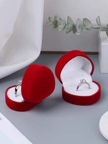 1pc Creative Vintage Blue Round Dome Shaped Engagement Ring Box With Heart Decor For Valentine'S Day,Gift For Valentine's Day - Red - View 3