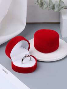 1pc Creative Vintage Blue Round Dome Shaped Engagement Ring Box With Heart Decor For Valentine'S Day,Gift For Valentine's Day - Red - View 1