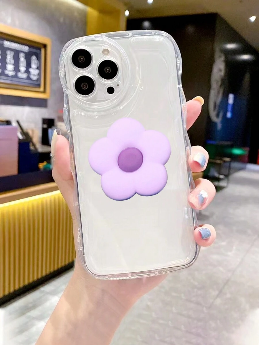 Minimalist Flower Pattern Phone Case Compatible With Iphone - Purple - View 1