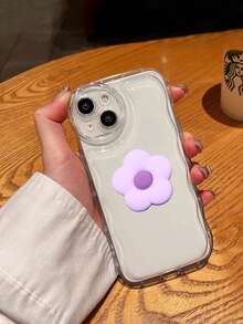 Minimalist Flower Pattern Phone Case Compatible With Iphone - Purple - View 3