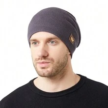 男士冬季保暖羊毛针织帽，带保暖内衬 - 在寒冷中保持舒适！ - 黑色 - 查看 2