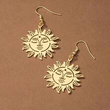 1pair Minimalist Delicate Lightweight Metallic Sunflower Dangle Earrings For Women, Versatile Accessories - Yellow Gold - View 7
