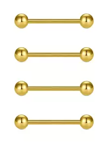CIZME 4Pcs/Set Nipple Rings Tongue Rings Stainless Steel 14G Straight Barbells Piercing Jewelry 12mm,14mm,16mm,18mm