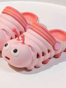 1對夏季可愛兒童拖鞋,配有矽膠防滑鞋底,中空孔設計,適用於女孩和男孩 - 粉色 - 查看 4