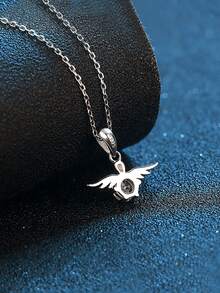 1pc Sweet And Versatile 925 Silver Zirconia Pendant Necklace Suitable For Daily Wear And Valentine's Day Gift For Women - Silver - View 3