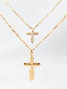 多層項鍊,適合日常佩戴、節日、禮物和 - 十字 - 查看 1