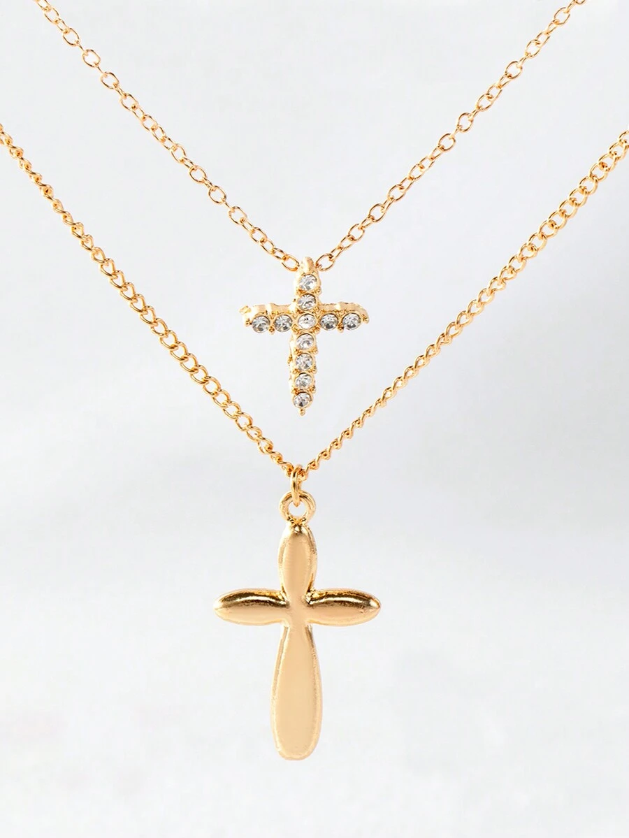 多層項鍊,適合日常佩戴、節日、禮物和 - 十字 - 查看 1