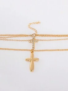 多層項鍊,適合日常佩戴、節日、禮物和 - 十字 - 查看 5