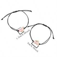 2 件/套独特蝴蝶与朋友蜡线编织友谊手链，适合女性/闺蜜聚会/新年情人节礼物、万圣节礼物 - 紫色 - 查看 9