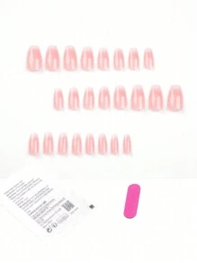 24 Chiếc Ngắn Hình Vuông Phong Cách Pháp Tối Giản Đầu Móng Tay Với 1 Dũa Móng Tay Và 1 Thạch Gel Ấn Vào móng Tay Đồ Dùng Làm Móng - Lạc đà - Xem 2