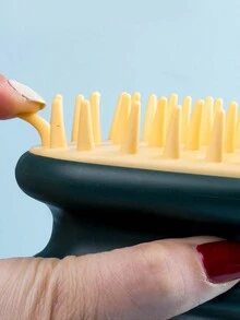 寵物洗澡按摩刷,洗髮刷,頭部按摩器,頭皮按摩放鬆梳子,適用於貓狗 - 墨綠色 - 查看 5