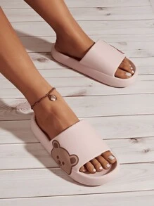 女款可愛小熊裝飾拖鞋,可愛風格夏季eva拖鞋 - 粉色 - 查看 5