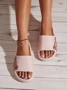 女款可愛小熊裝飾拖鞋,可愛風格夏季eva拖鞋 - 粉色 - 查看 6