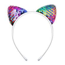 1/12pcs Cat Ear Sequined Headband Hair Accessories For Women, Cute Party/Festival Headdress,Cat Ears,Hairband,Hair Hoop Headbands - Multicolor - View 12
