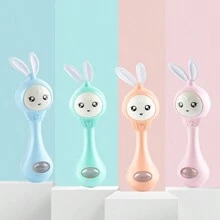 1pc Children's Rattle Toy With Facial Light, Music, Without Battery, Montessori Educational Toy For Attention Training - Multicolor - View 2