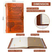 To My Daughter Gift Leather Journal Notebook From Mom Or Dad, 140 Pages, For Girls' Birthday, Graduation, Thanksgiving, Christmas Present (Brown) - Brown - View 2