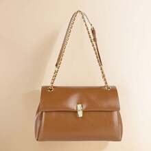 簡約鏈條斜肩小方包復古腋下手提包休閒單肩包,適合大學生、女士、女生、女士購物、約會、通勤、參加晚宴、聚會、度假 - 卡其色 - 查看 3