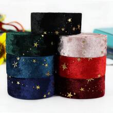 2Meter/Lot Double-Sided Gold Star Golden Velvet Cloth Ribbons 1"(25MM) Bow Cap DIY Clothing Accessories Party Gift - Multicolor - View 1