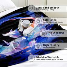 1pc Chinese Style Lucky Koi Fish Printed Flannel Rectangular Sofa Cover Blanket, Soft And Comfortable, Suitable As New Year's Gift Or Daily Use At Home - Multicolor - View 3