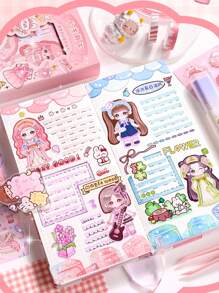 1盒50入可愛的公主主題穿搭貼紙,適用於學生的diy藝術創作,精美包裝 - 彩色 - 查看 3