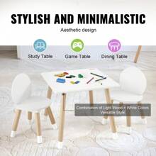 Kids Table And 2 Chairs Set, Toddler Table And Chair Set, Children Multi-Activity Table For Art, Craft, Reading, Learning, Christmas Gift - White - View 4