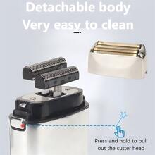 Kemei Km-Tx1 Men's Electric Shaver, Metal Body, Gold/Silver, Usb Rechargeable, Reciprocating Blade - Silver - View 2