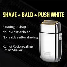 Kemei Km-Tx1 Men's Electric Shaver, Metal Body, Gold/Silver, Usb Rechargeable, Reciprocating Blade - Silver - View 5