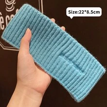 時尚女士頭帶：針織寬頭帶,防風保暖,適用於秋冬、產後,大邊綁頭箍、髮帶 - 藍色 - 查看 1