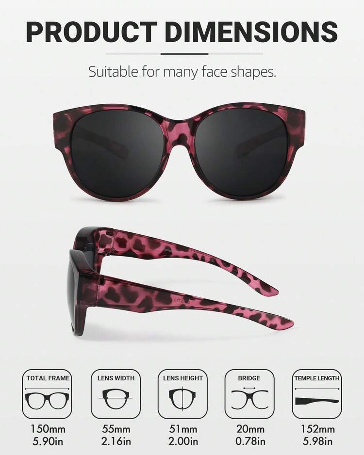 Gafas De Sol Polarizadas De Ajuste Sobre Gafas Para Mujeres De Lvioe - Marco Redondo Moderno Para Usar Sobre Lentes Con Protección Uv Para La Conducción Con Estilo Bohemio - Rosa Fucsia - Añade 5