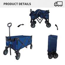 Carro De Playa Plegable Resistente Y Fácil De Transportar - Azul Marino - Ver 6