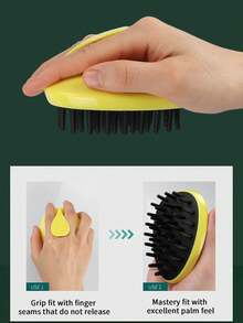1入組矽膠頭皮按摩器洗髮刷,深度清潔頭皮 - 黃色 - 查看 4