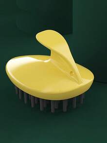 1入組矽膠頭皮按摩器洗髮刷,深度清潔頭皮 - 黃色 - 查看 3