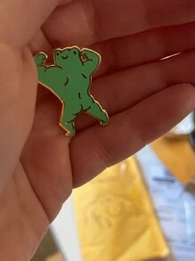 1/2pcs Fun Frog Brooch, Exercise Muscle Frog,Cute Accessories, - Green - View 4