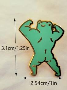 1/2pcs Fun Frog Brooch, Exercise Muscle Frog,Cute Accessories, - Green - View 2